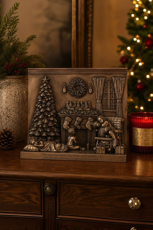 Waiting Bronze For Santa Christmas Sculpture