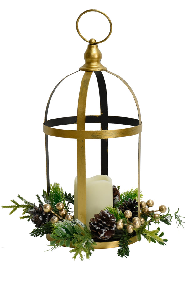 Gold Metal Cage H37cm Christmas Lantern