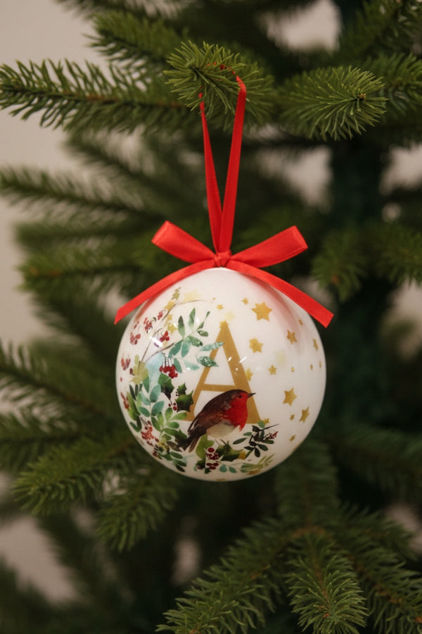 Carraig Donn A Christmas Robin Alphabet Tree Bauble