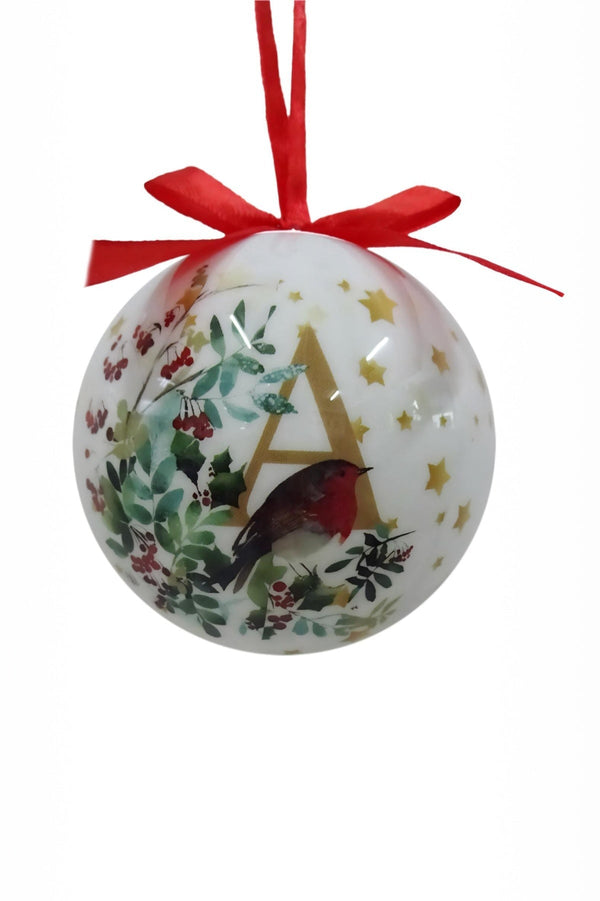 Carraig Donn A Christmas Robin Alphabet Tree Bauble