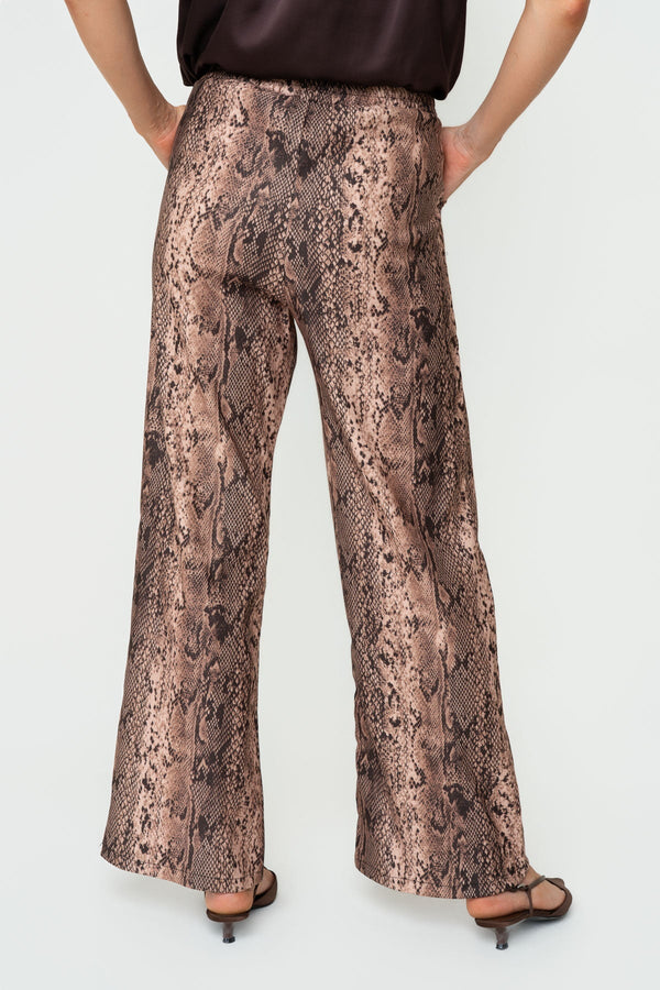 Carraig Donn Animal Print High Waist Wide Leg Trousers