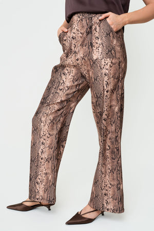 Carraig Donn Animal Print High Waist Wide Leg Trousers