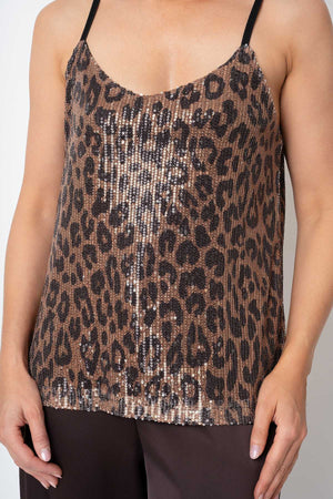 Carraig Donn Animal Printed Sequin Cami Top