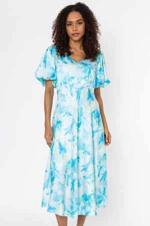 Carraig Donn Aqua Blue Print Jade Midi Dress
