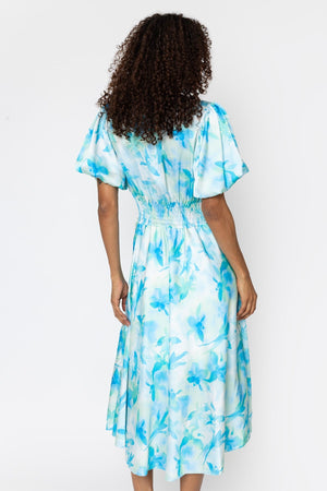 Carraig Donn Aqua Blue Print Jade Midi Dress