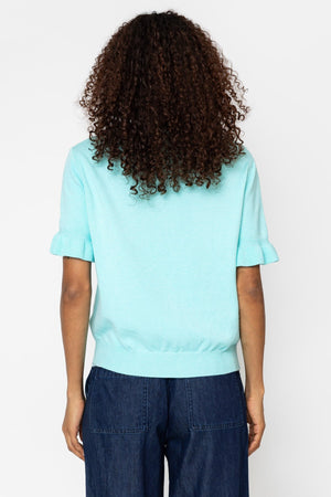 Carraig Donn Aqua Blue Short Sleeve Viscose Blend Knit
