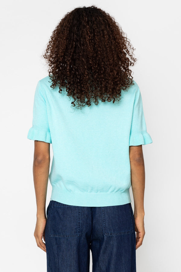 Carraig Donn Aqua Blue Short Sleeve Viscose Blend Knit