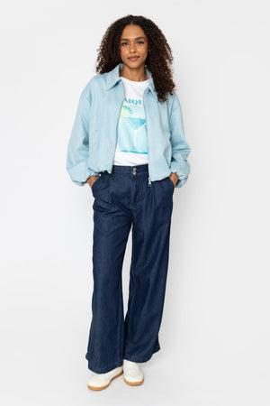 Carraig Donn Aqua Blue Suede Bomber Jacket
