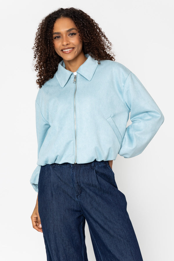 Carraig Donn Aqua Blue Suede Bomber Jacket
