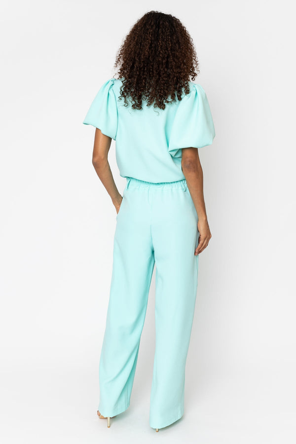 Carraig Donn Aqua Blue Tailored Wide Leg Trousers