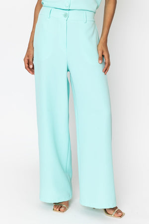 Carraig Donn Aqua Blue Tailored Wide Leg Trousers
