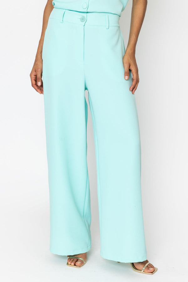 Carraig Donn Aqua Blue Tailored Wide Leg Trousers