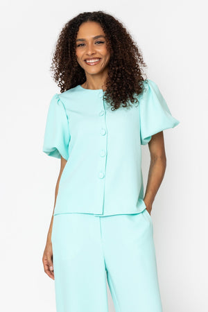 Carraig Donn Aqua Blue Tara Short Sleeve Blouse
