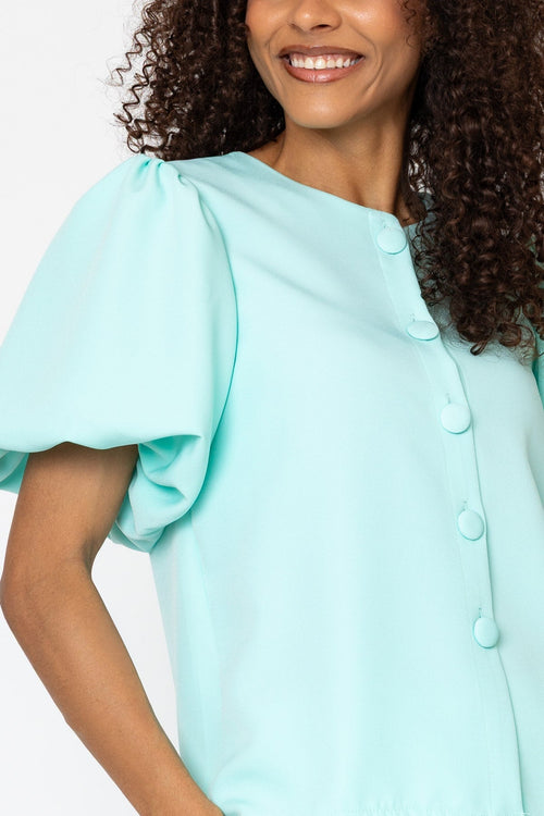 Carraig Donn Aqua Blue Tara Short Sleeve Blouse