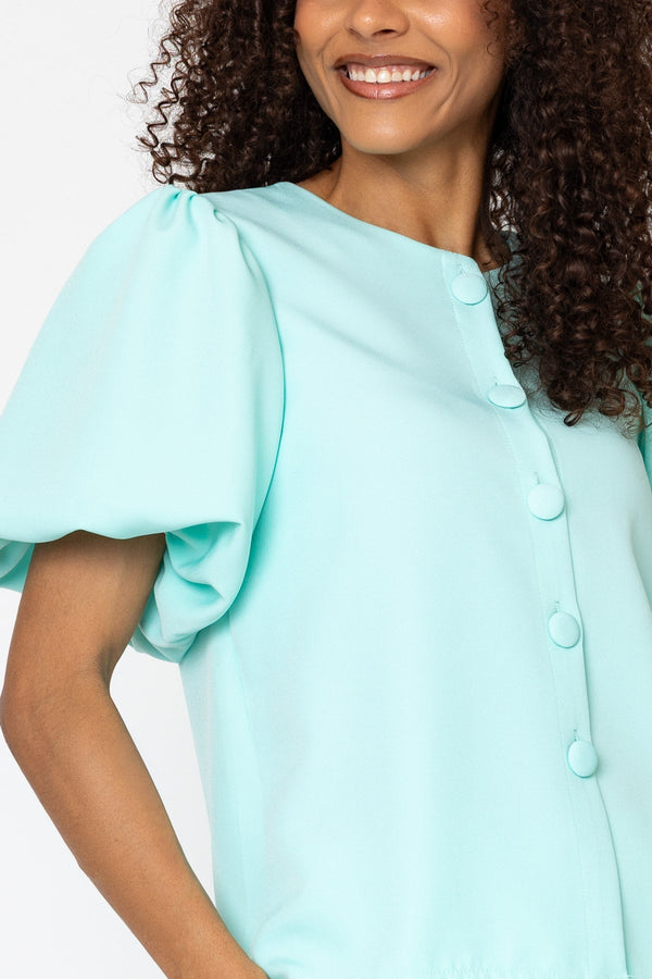 Carraig Donn Aqua Blue Tara Short Sleeve Blouse