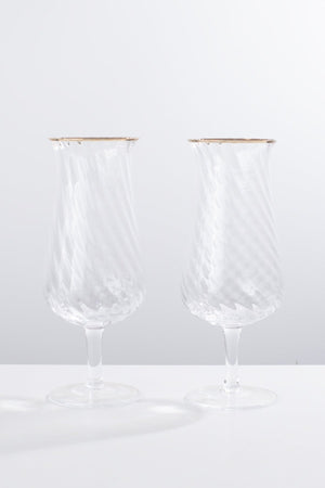 Carraig Donn Aster Set Of 2 Gold Trim Beer Glasses