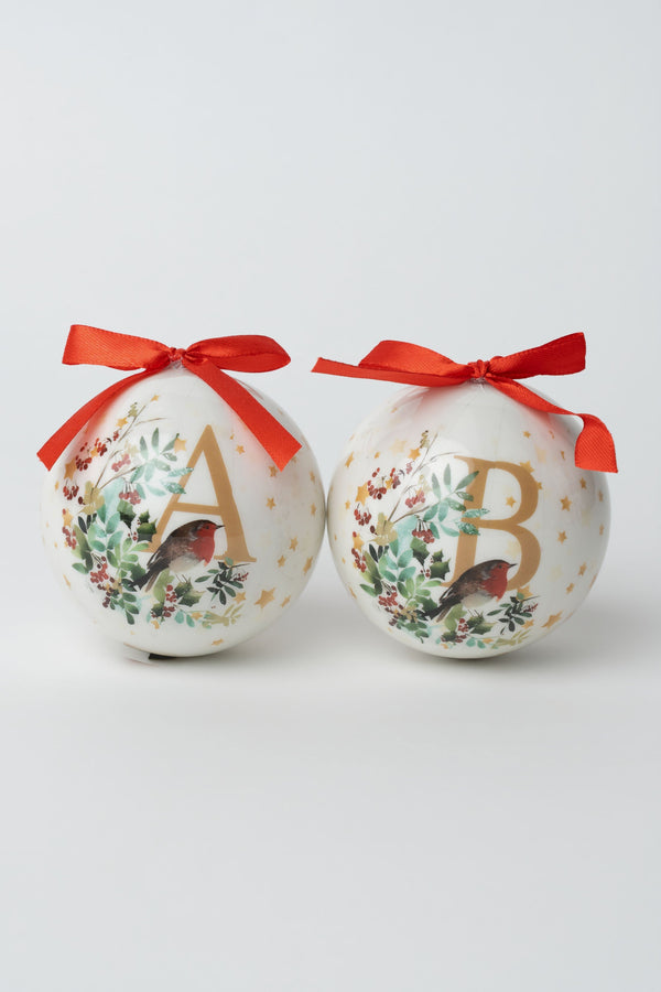 Carraig Donn B Christmas Robin Alphabet Tree Bauble