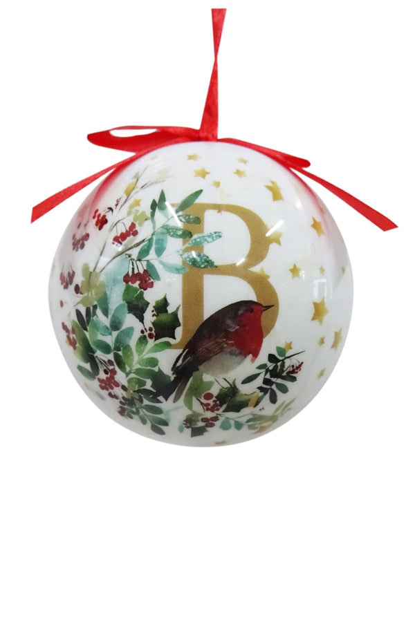 Carraig Donn B Christmas Robin Alphabet Tree Bauble