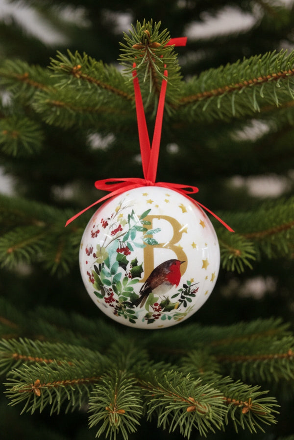 Carraig Donn B Christmas Robin Alphabet Tree Bauble