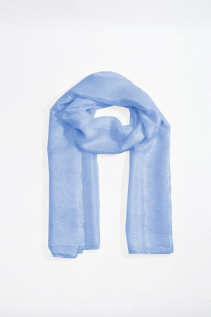Carraig Donn Baby Blue Silk Touch Floral Embossed Scarf