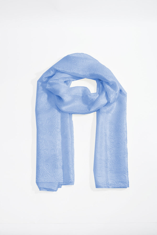 Carraig Donn Baby Blue Silk Touch Floral Embossed Scarf