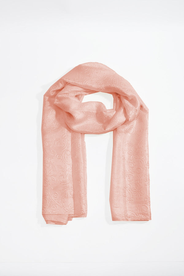 Carraig Donn Baby Pink Silk Touch Floral Embossed Scarf
