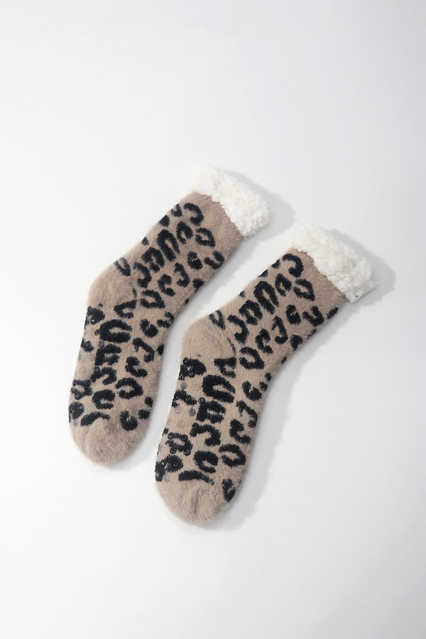 Carraig Donn Beige Animal Print Slipper Socks