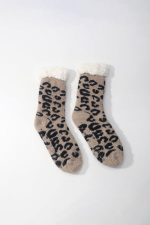 Carraig Donn Beige Animal Print Slipper Socks