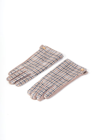 Carraig Donn Beige & Brown Houndstooth Pattern Gloves