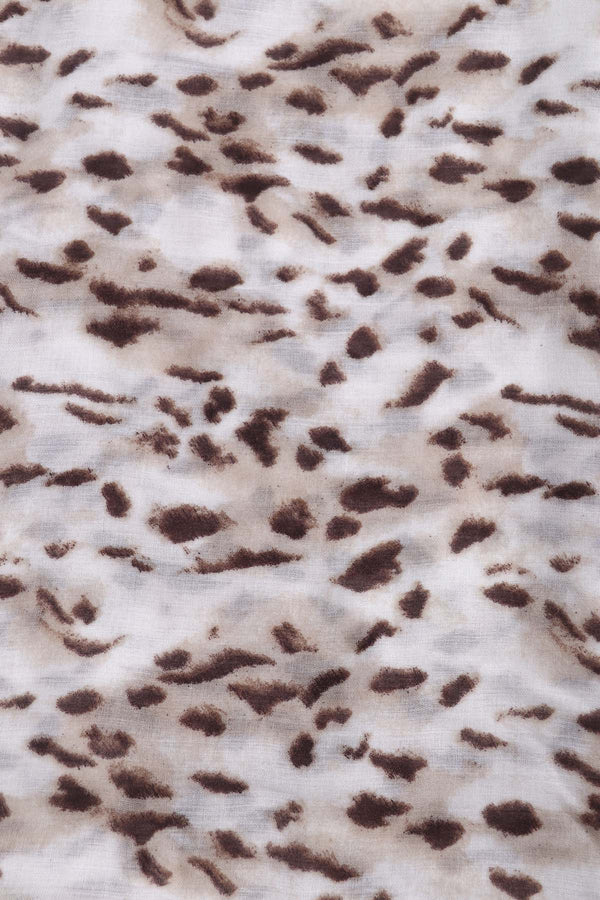 Carraig Donn Beige & Brown Leopard Print Cotton Blend Lightweight Scarf