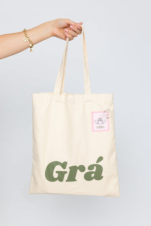 Carraig Donn Beige Canvas "Grá" Print Tote Bag