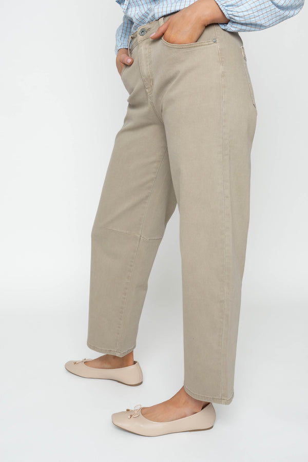Carraig Donn Beige Cotton Barrel Leg Jeans