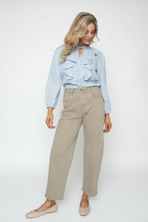Carraig Donn Beige Cotton Barrel Leg Jeans