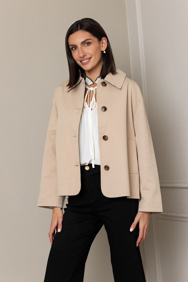 Carraig Donn Beige Cotton Long Sleeve Car Jacket