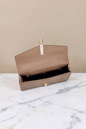 Carraig Donn Beige Faux Leather Baguette Clutch Bag