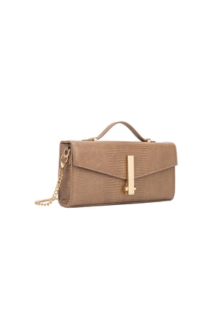 Carraig Donn Beige Faux Leather Baguette Clutch Bag