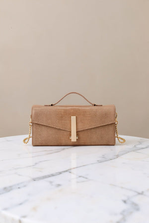 Carraig Donn Beige Faux Leather Baguette Clutch Bag