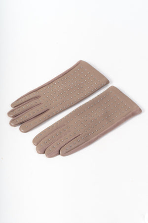 Carraig Donn Beige Faux Leather Front Silver Stud Detail Gloves