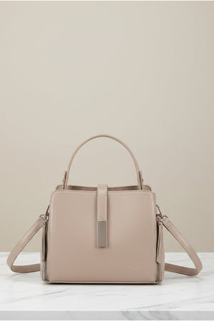 Carraig Donn Beige Faux Leather Metal Detail Top Handle Tote Bag