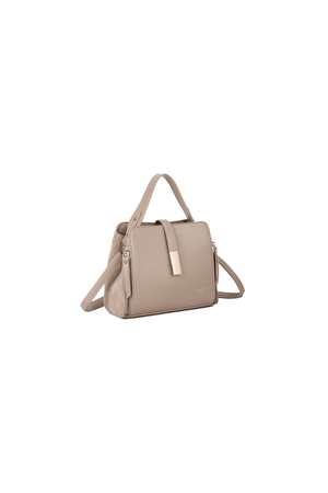 Carraig Donn Beige Faux Leather Metal Detail Top Handle Tote Bag