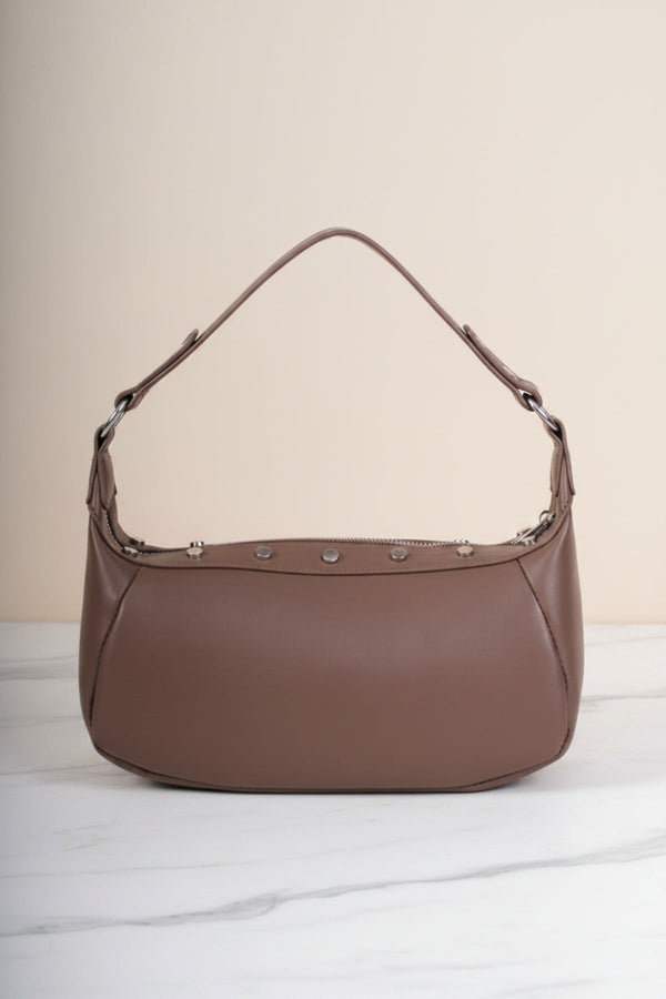 Carraig Donn Beige Faux Leather Stud Detail Shoulder Bag