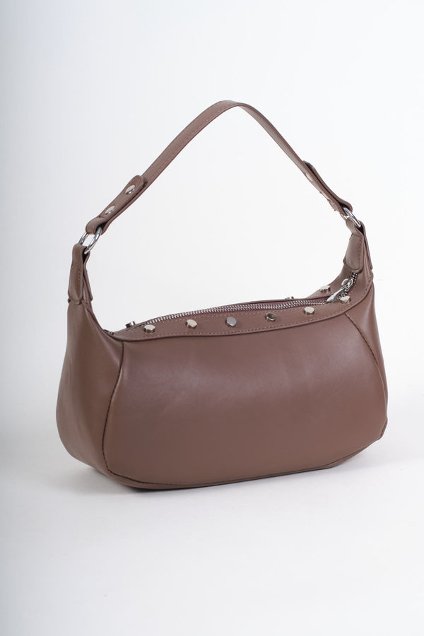 Carraig Donn Beige Faux Leather Stud Detail Shoulder Bag