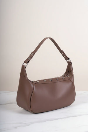 Carraig Donn Beige Faux Leather Stud Detail Shoulder Bag