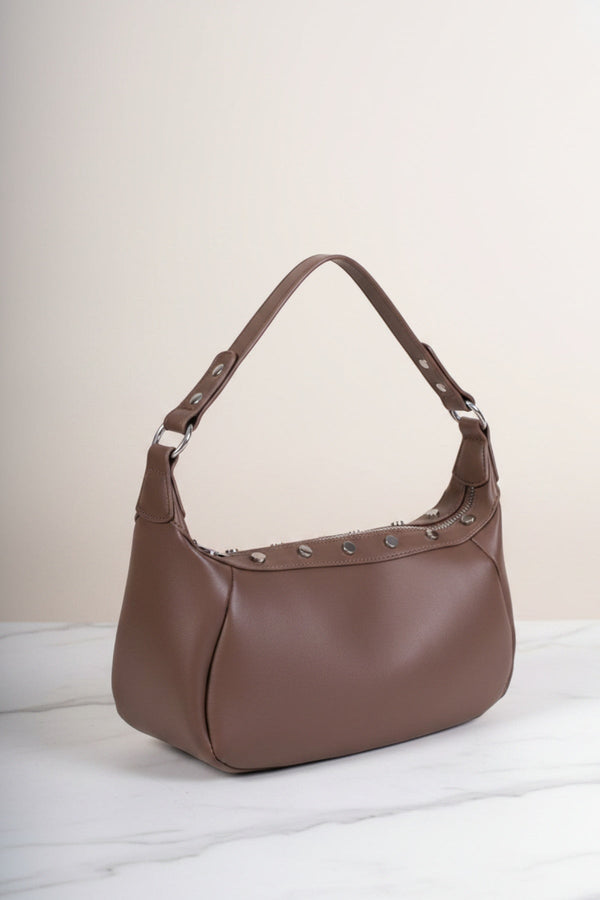 Carraig Donn Beige Faux Leather Stud Detail Shoulder Bag