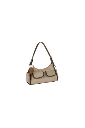 Carraig Donn Beige Faux Suede Front Pocket Hobo Shoulder Bag