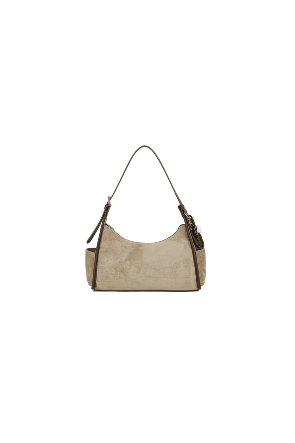 Carraig Donn Beige Faux Suede Front Pocket Hobo Shoulder Bag