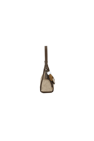 Carraig Donn Beige Faux Suede Front Pocket Hobo Shoulder Bag