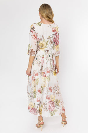 Carraig Donn Beige Floral Print Empire Waist Midi Dress