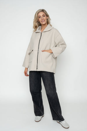 Carraig Donn Beige Hooded Badge Detail Pocket Jacket
