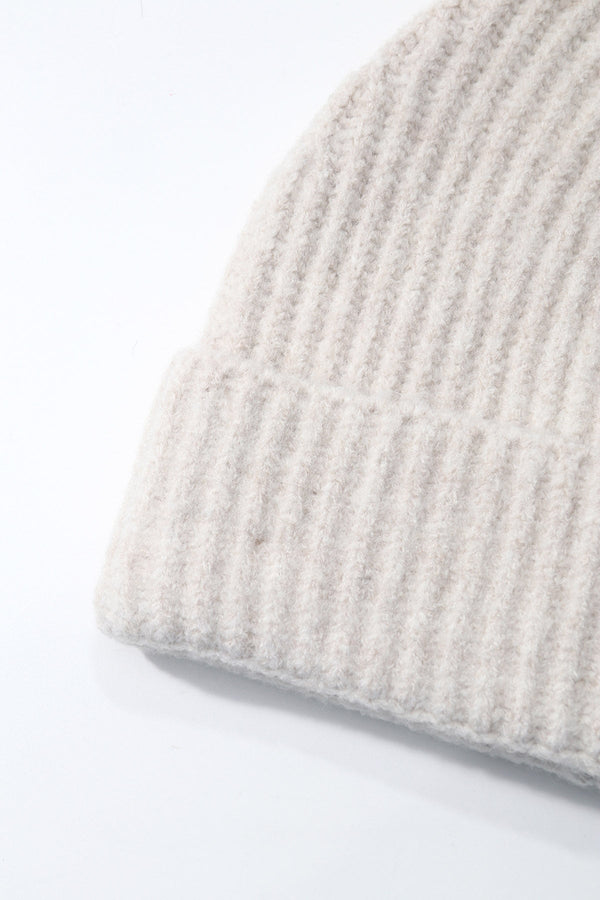 Carraig Donn Beige Knit Ribbed Beanie Hat
